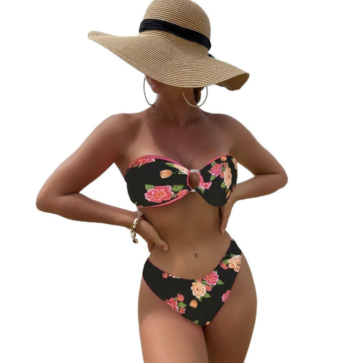 Damen Bandeau-Bikini mit floralem Design Drune