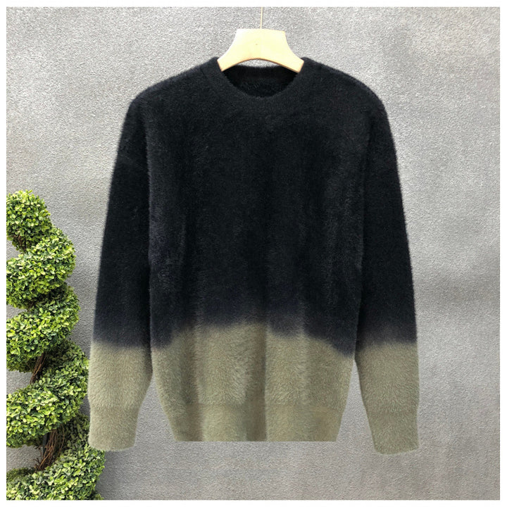 Herren Flauschiger Farbverlauf-Pullover aus Mohair-Mix mit Rundhals und geradem Schnitt Drune