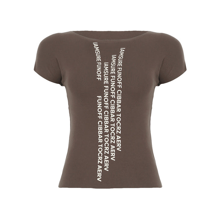 Damen T-Shirt mit grafischem Schriftzug und lässigem Schnitt Drune