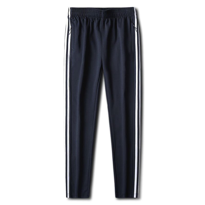 Herren Slim-Fit Trackhose mit seitlichen Kontraststreifen, Reißverschlusstaschen und elastischem Bund Drune