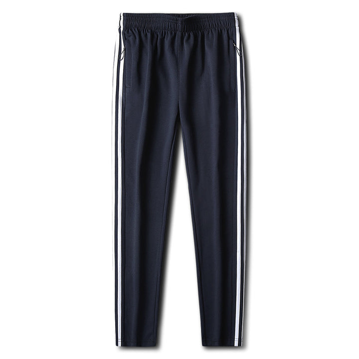 Herren Slim-Fit Trackhose mit seitlichen Kontraststreifen, Reißverschlusstaschen und elastischem Bund Drune