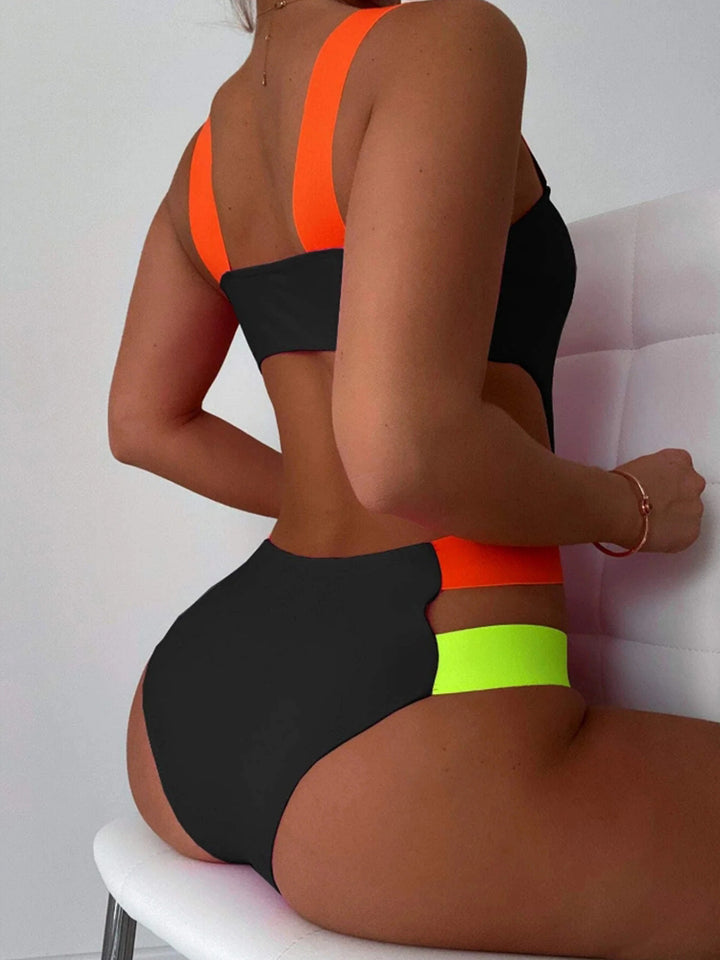 Damen Sportlicher Cut-Out Einteiler Badeanzug Drune