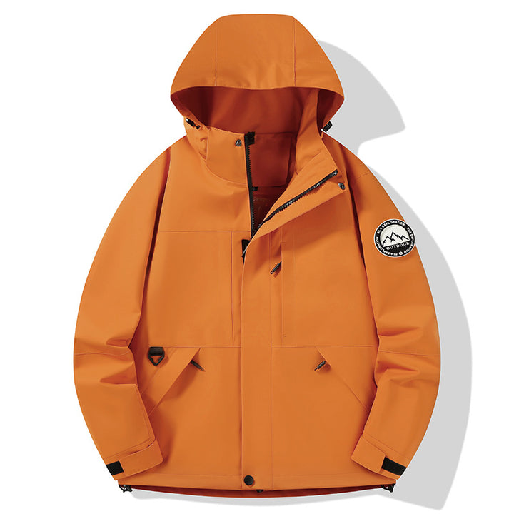 Damen wasserdichte Hardshell-Outdoorjacke mit Kapuze und Multifunktionstaschen Drune