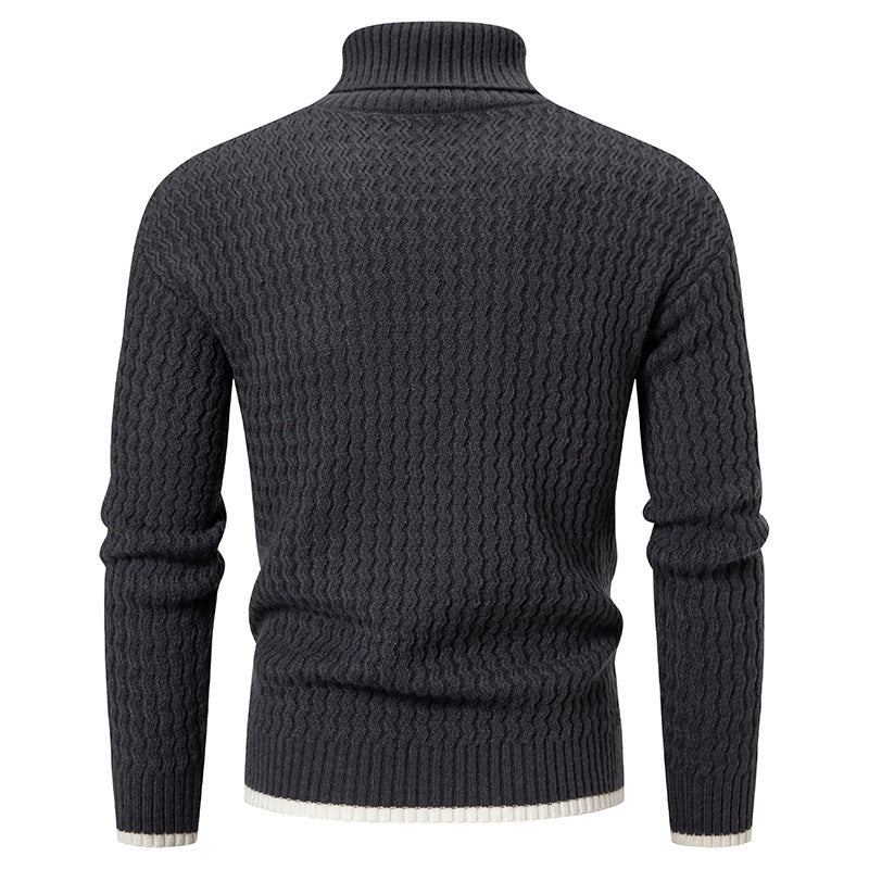 Herren Strickpullover mit hohem Kragen und strukturiertem Zopfmuster Drune