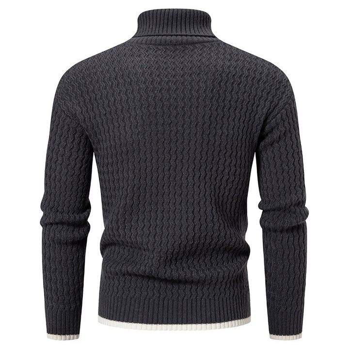 Herren Strickpullover mit hohem Kragen und strukturiertem Zopfmuster Drune