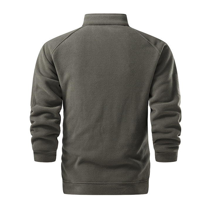 Herren Taktischer Microfleece-Troyer mit hohem Stehkragen, Ärmel‑Zipfach und Raglanärmeln Drune