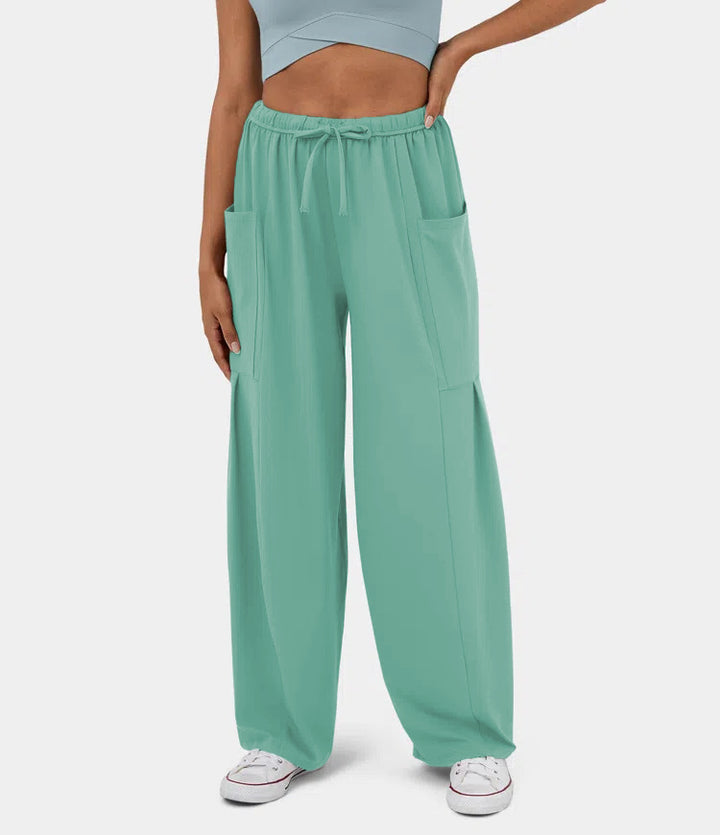 Damen Weite Freizeit-Hose mit elastischem Bund und praktischen Taschen Drune
