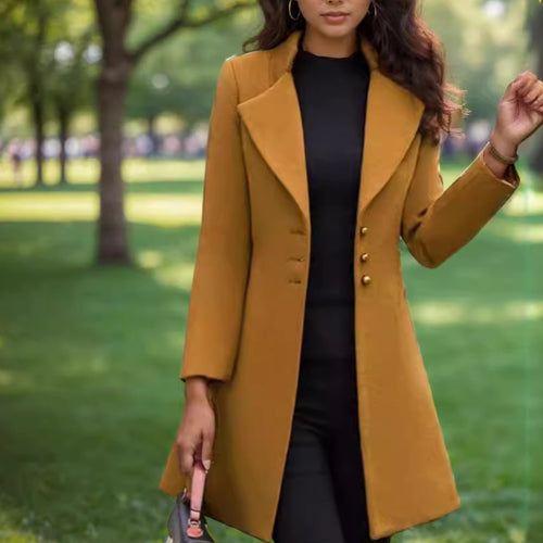 Damen eleganter und taillierter Trenchcoat mit strukturiertem Gewebe Drune