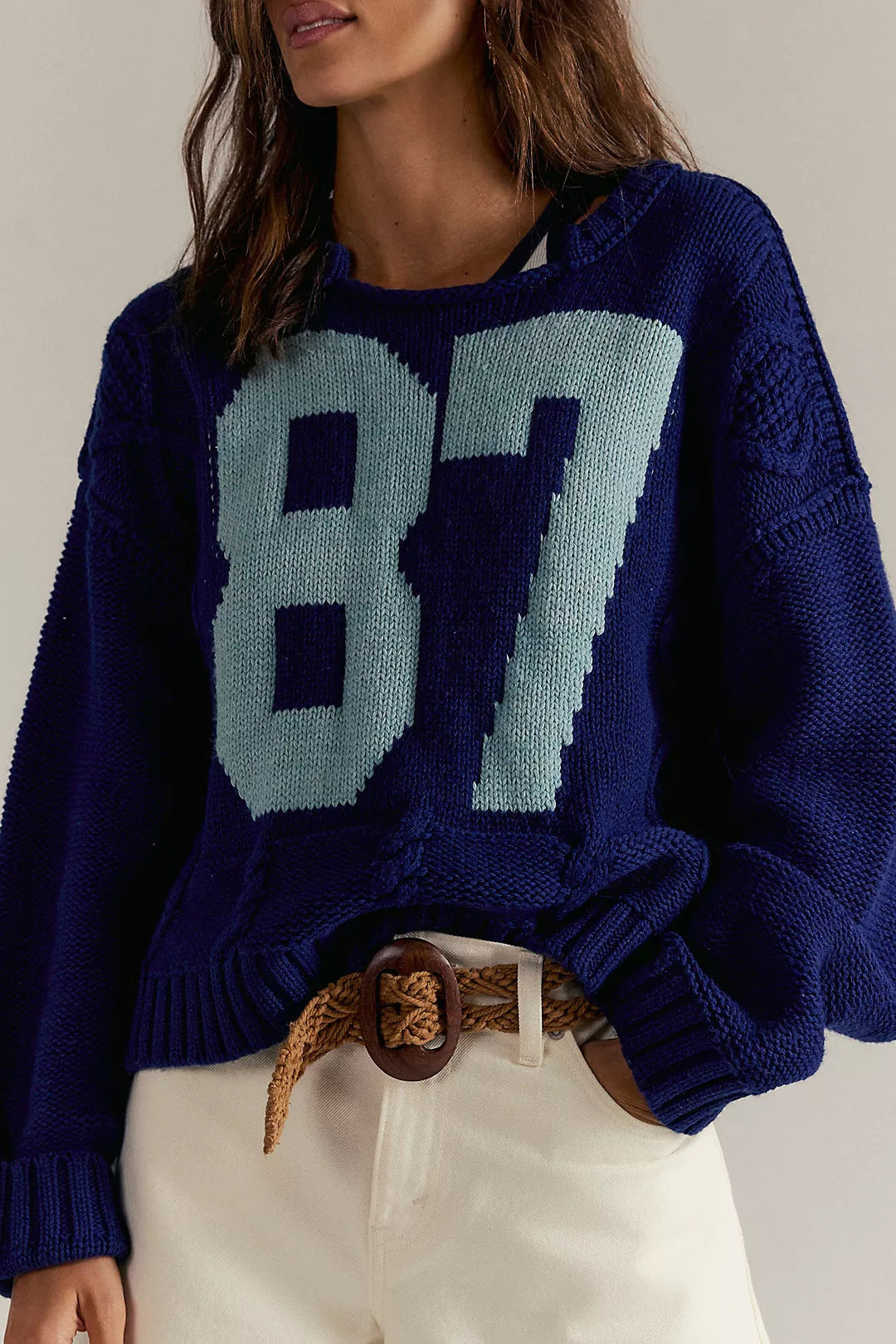 Damen Oversized Pullover mit lässigem Retro-Design Drune