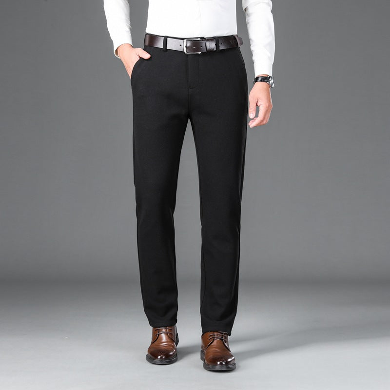 Herren Elegante Stretch-Wolloptik-Hose mit geradem Schnitt und elastischem Bund Drune