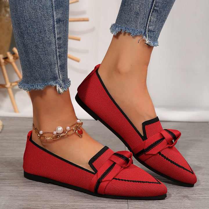 Damen Ballerinas mit modischem Streifendesign und charmantem Schleifenakzent Drune