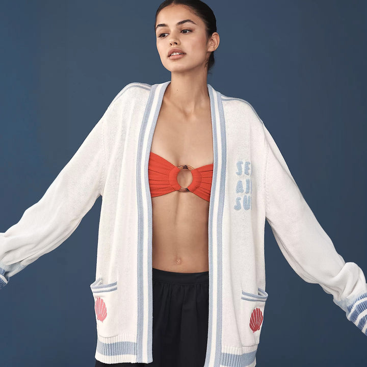 Damen Oversize Strickcardigan mit maritimen Applikationen Drune