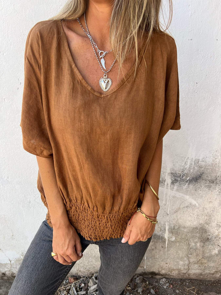 Damen Lässige Bluse mit elastischem Rüschensaum Drune