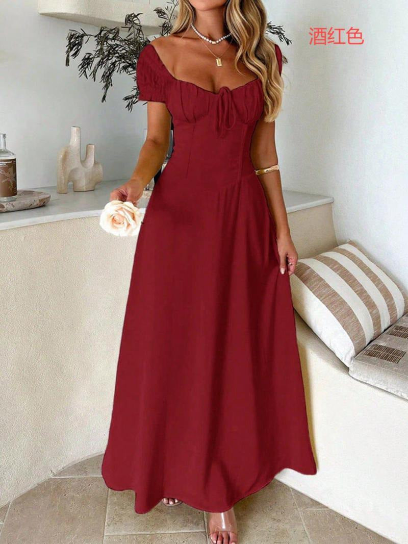 Damen Maxi-Kleid mit charmanten Rüschendetails und schmeichelndem Schnitt Drune