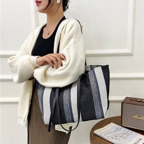 Damen Shopper-Tasche mit modernen Streifen und vielseitigem Innenraum Drune