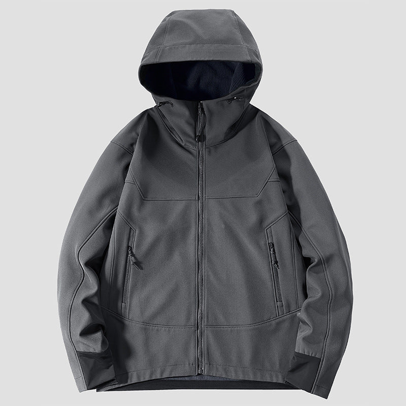 Herren Softshell Outdoorjacke mit winddichter, atmungsaktiver Membran und verstellbarer Kapuze Drune