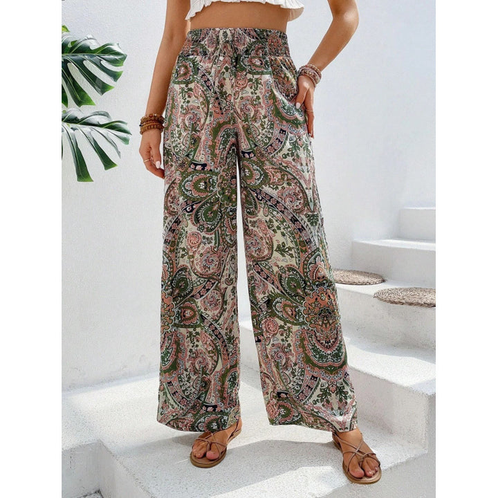Damen Palazzo-Hose mit elastischem Bund und nostalgischem Paisleymuster Drune