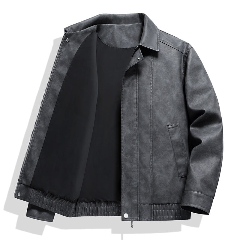 Herren  distressed Faux-Suede Zip-Front Kragenjacke mit elastischem Saum Drune