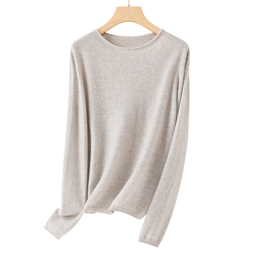 Damen Feiner ultraleichter Rundhalspullover aus Mikrofaser-Feinstrick mit minimalistischer Silhouette Drune