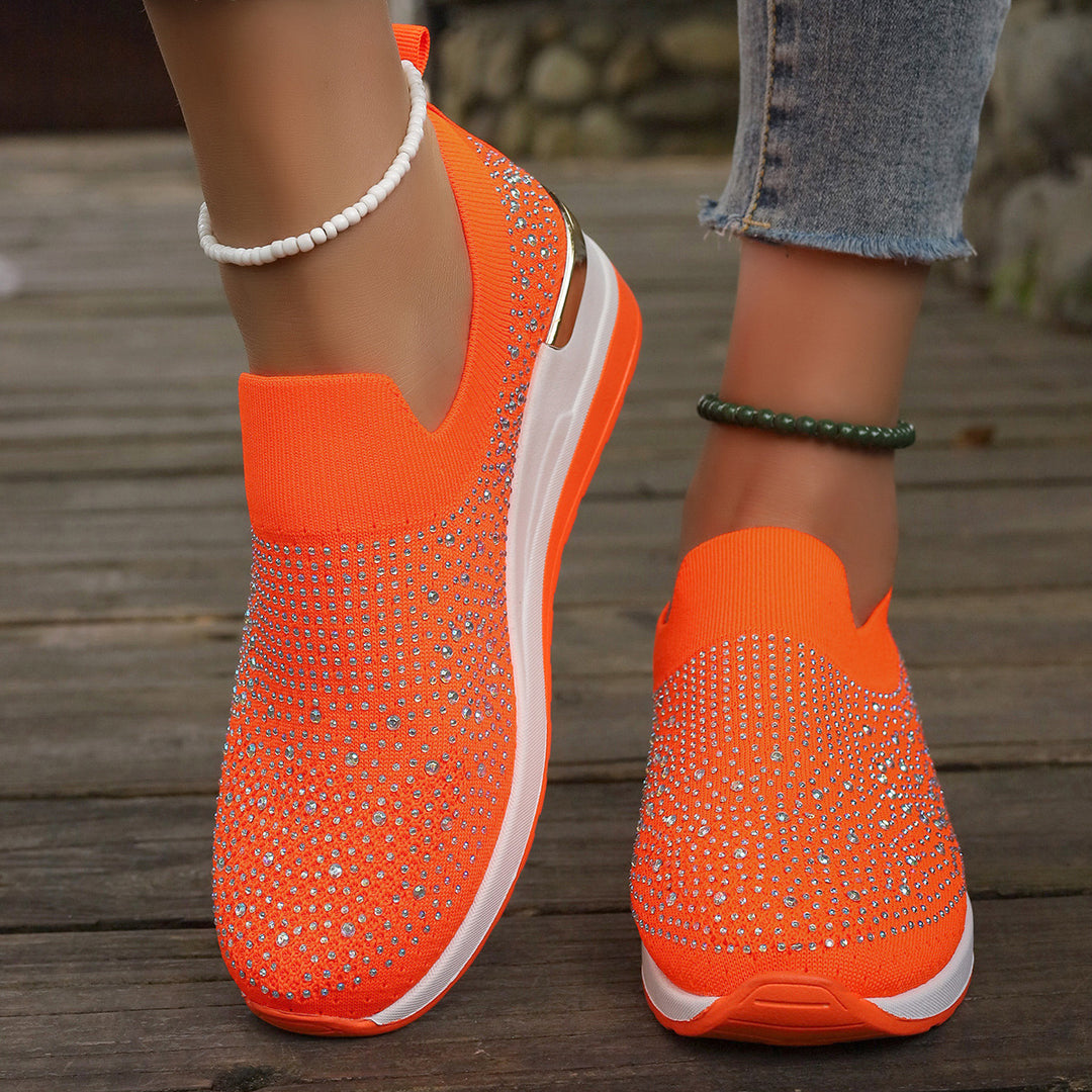 Damen Glitzernde Slip-On Sneakers mit ergonomischer Dämpfung und schockabsorbierender Sohle Drune
