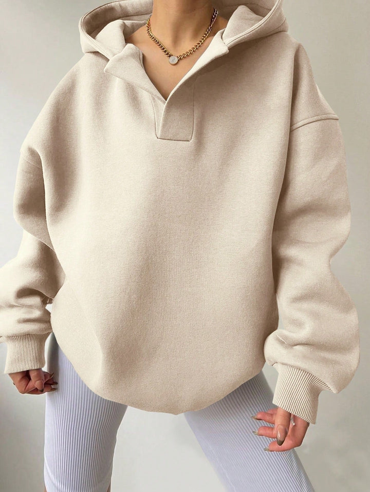 Damen Oversized Kapuzensweatshirt mit lässigem Stehkragen und langen Ärmeln Drune