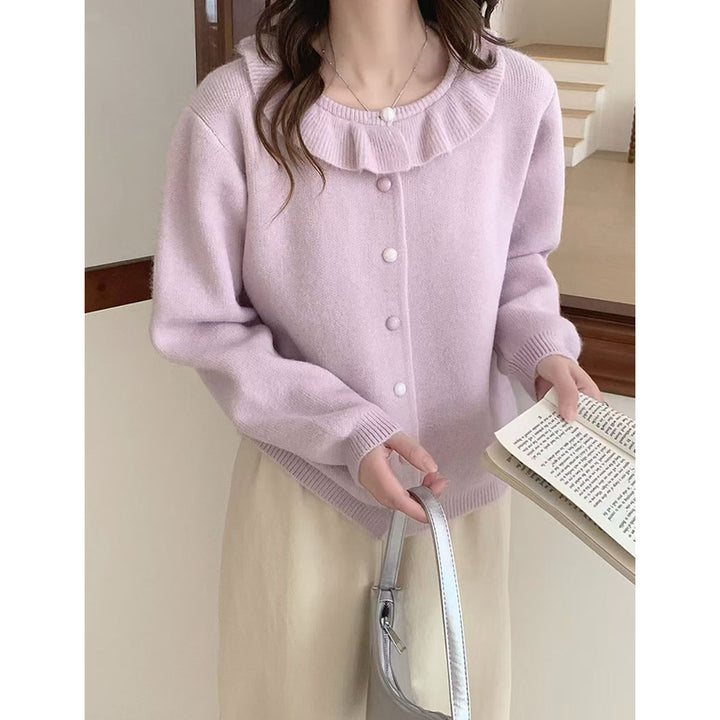 Damen Kuschelige Strickjacke mit Rüschendetail Drune