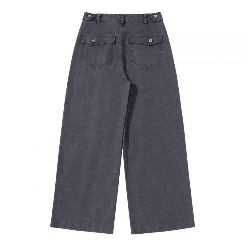 Damen Weite Bundfalten-Hose mit hoher Taille und weitem Bein Drune