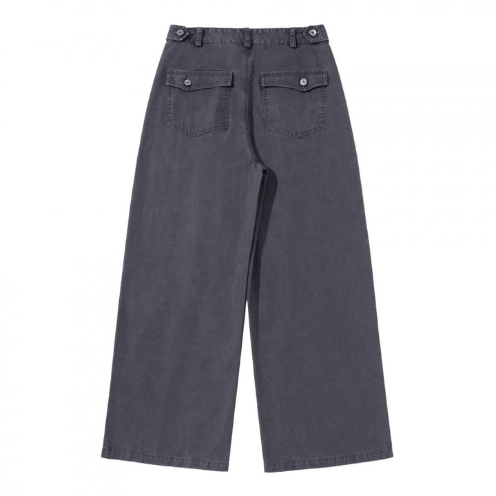 Damen Weite Bundfalten-Hose mit hoher Taille und weitem Bein Drune