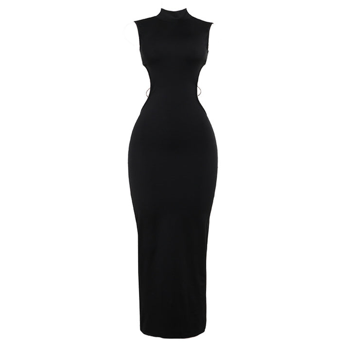 Damen figurbetontes Abendkleid mit Stehkragen und Cut-Outs Drune