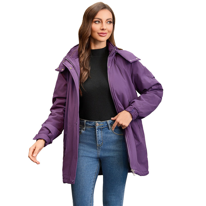 Damen nan taillierter Parka mit Kapuze, verdecktem Reißverschluss und praktischen Reißverschlusstaschen Drune