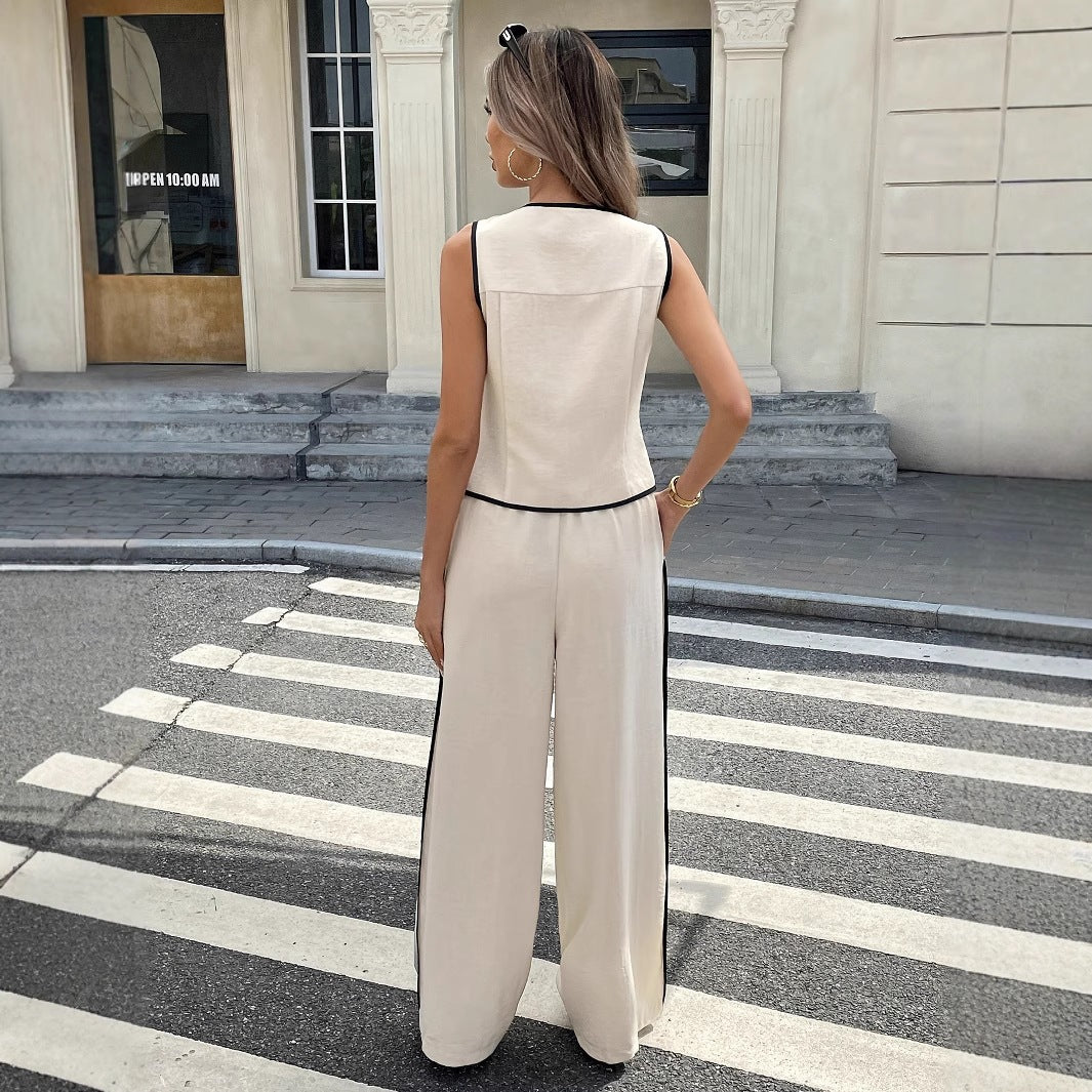 Damen Elegante und bequeme Loungewear mit Knopfleiste Drune