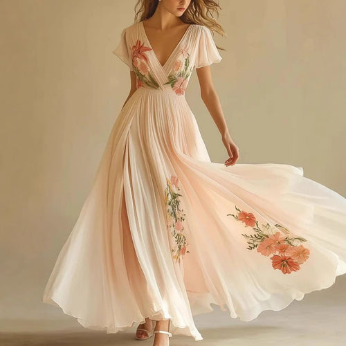 Frauen Blumenbesticktes Maxikleid Drune