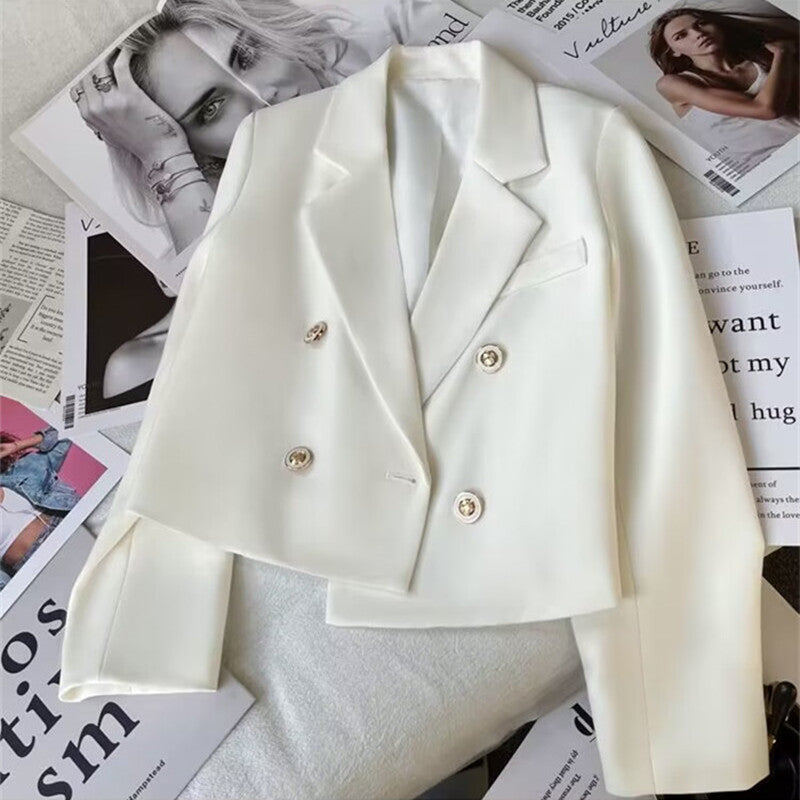 Damen Modischer Kurzblazer mit doppelt geknöpften Details Drune