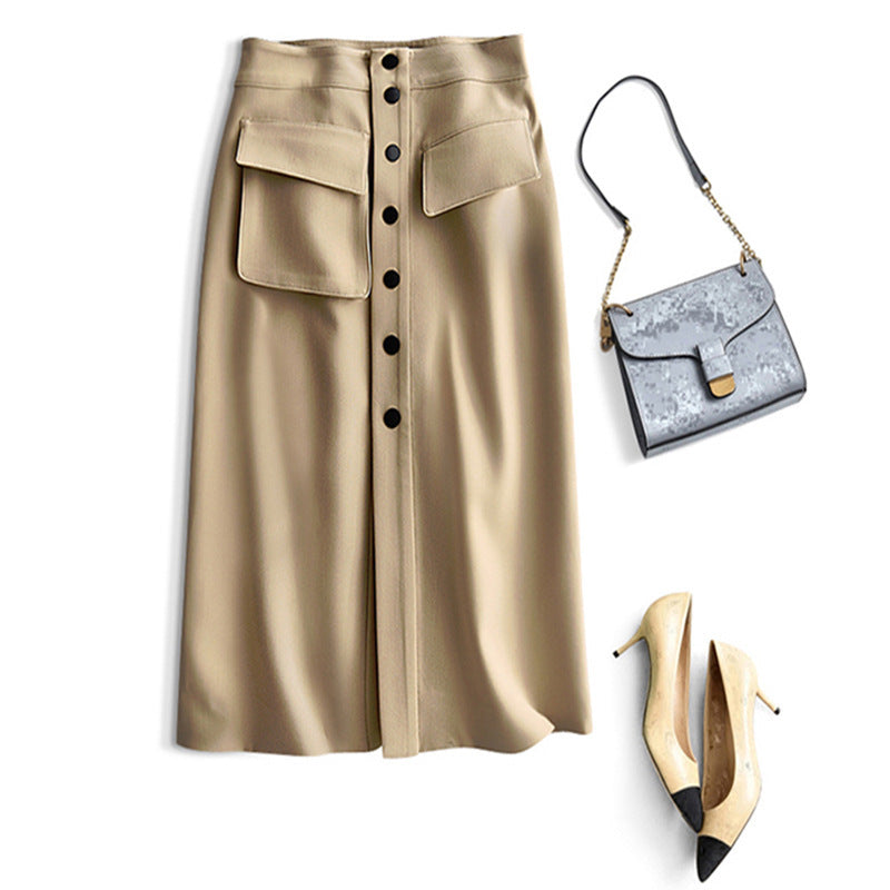 Damen Eleganter Midirock mit Taschen Drune