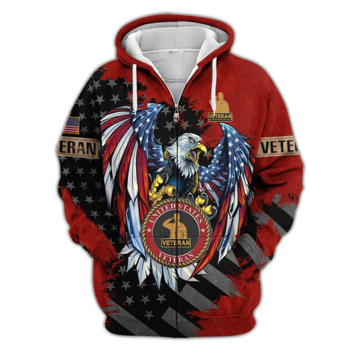 Herren Kapuzensweater mit amerikanischem Veteranenmotiv Drune