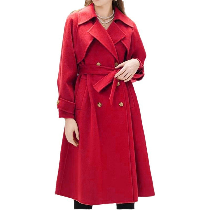 Damen eleganter Trenchcoat mit doppelter Knopfleiste und tailliertem Schnitt Drune