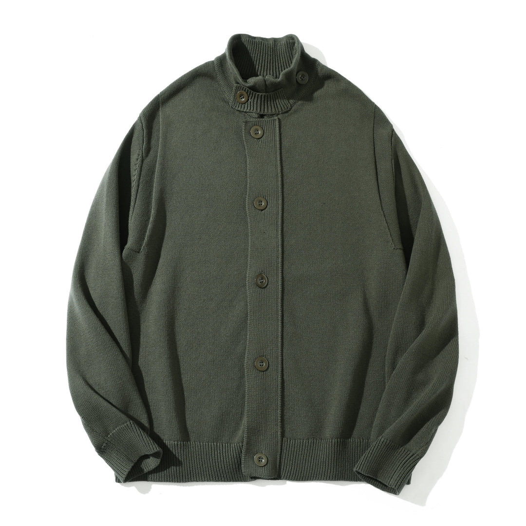 Herren Strick-Cardigan mit hochgeschlossenem Kragen und durchgehender Knopfleiste Drune