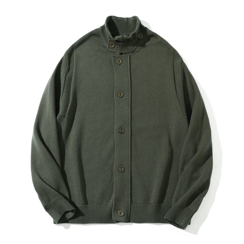 Herren Strick-Cardigan mit hochgeschlossenem Kragen und durchgehender Knopfleiste Drune