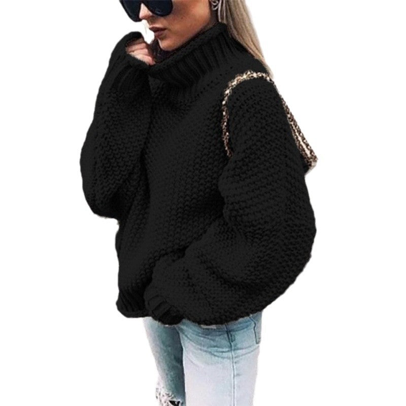 Damen Grobstrickpullover mit hohem Kragen und lässigem Schnitt Drune