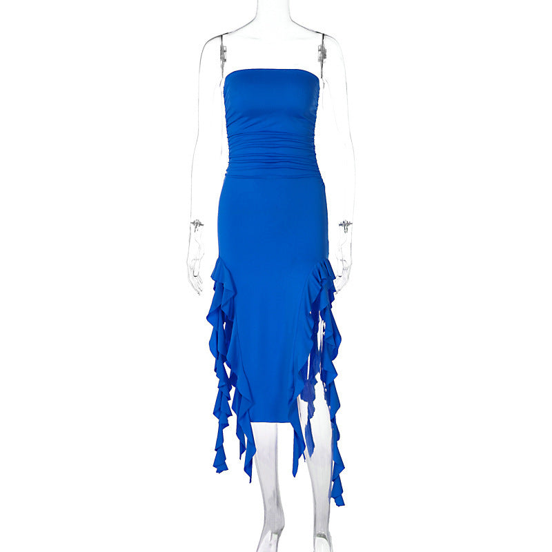Damen Wickelkleid mit Rüschen und figurformendem Schnitt Drune
