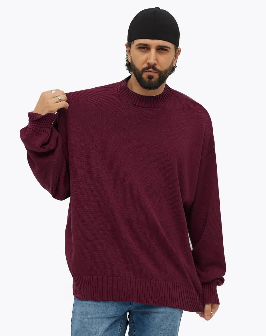 Damen gemütlicher Oversized Pullover mit strukturiertem Rippenmuster und breiten Bündchen Drune