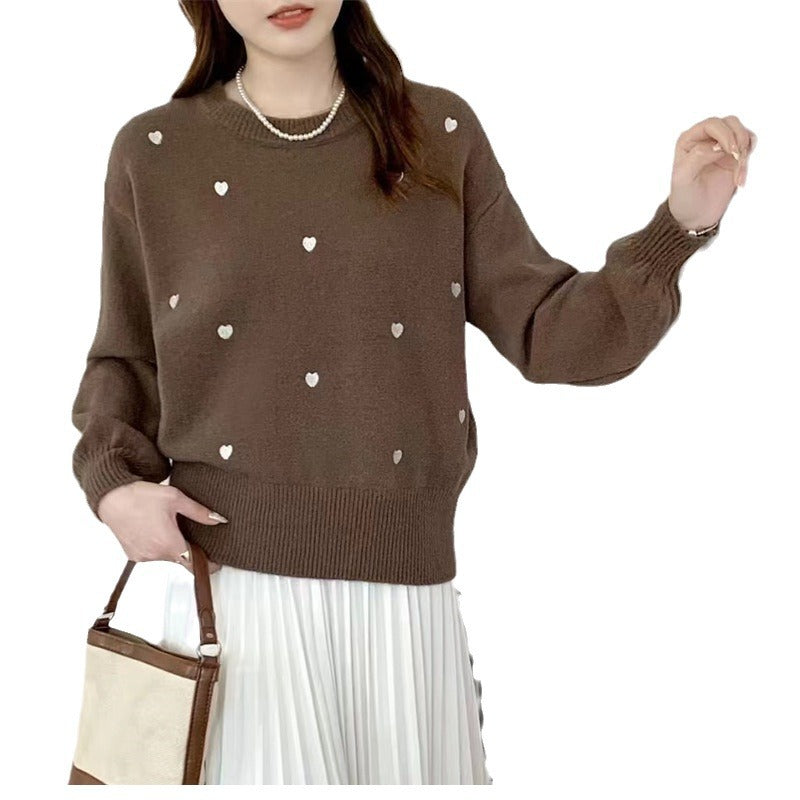 Damen Pullover mit Herz-Motiv und lässigem Schnitt Drune