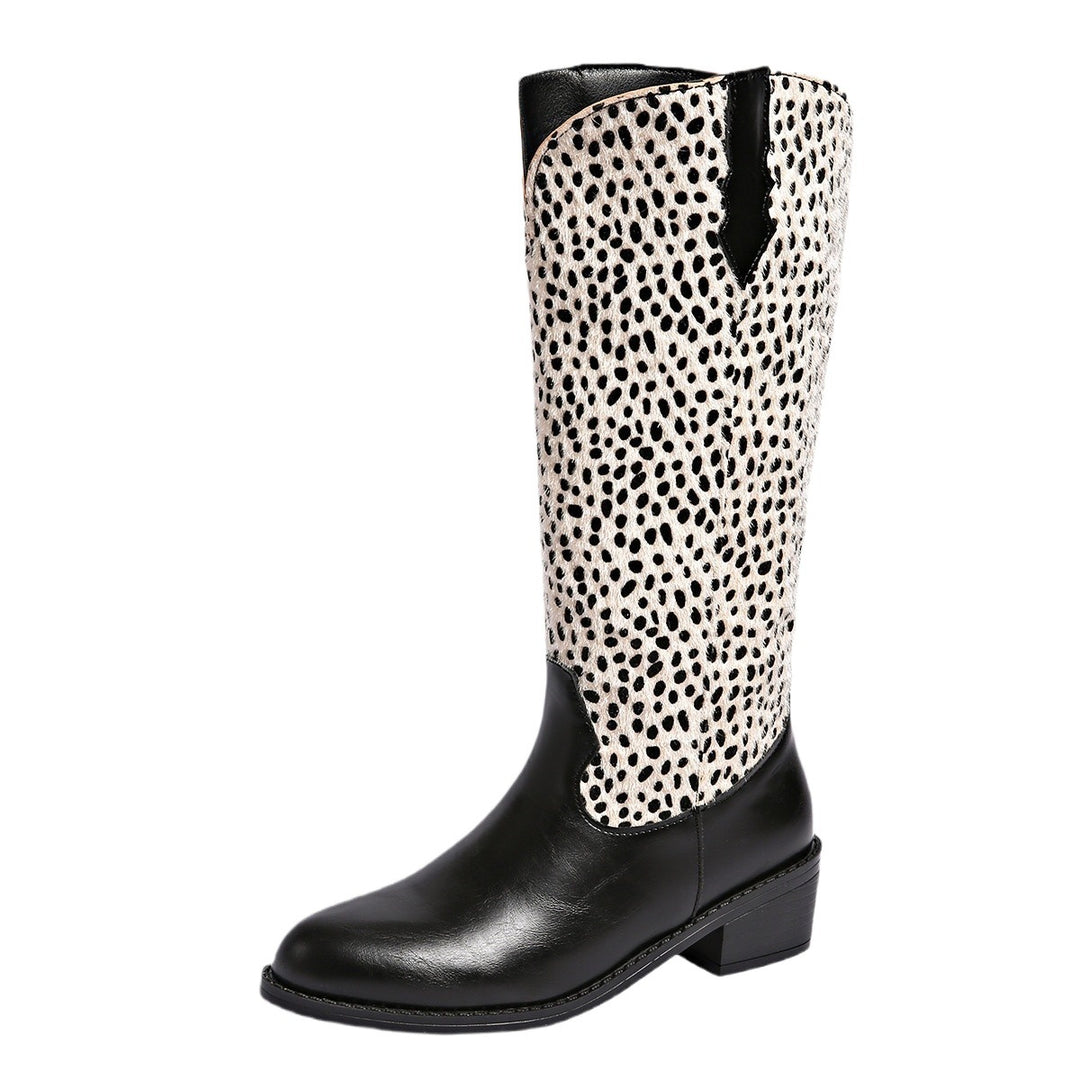 Damen Stiefel mit trendigem Punktmuster und robustem Blockabsatz Drune