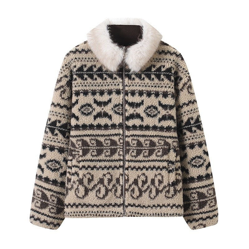 Damen modische Teddyjacke mit gefüttertem Kragen Drune