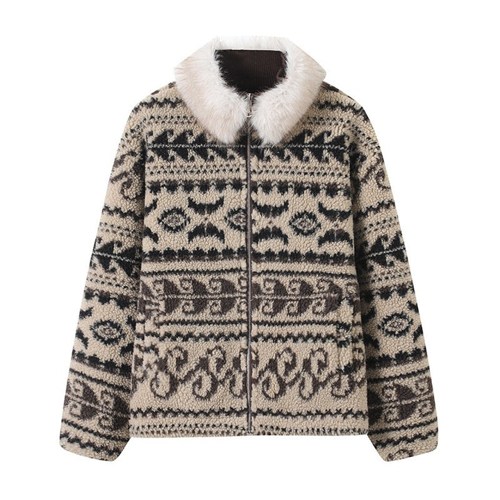 Damen modische Teddyjacke mit gefüttertem Kragen Drune
