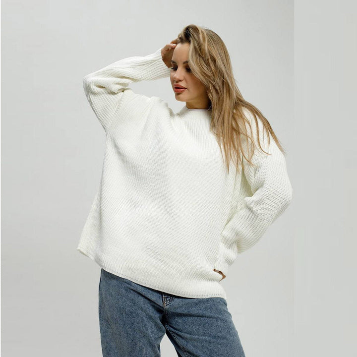 Damen Grob gestrickter Komfortpullover mit Rundhalsausschnitt Drune