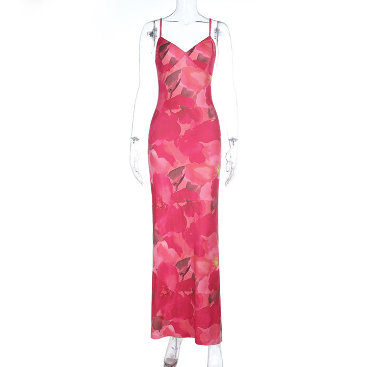 Damen Elegantes Maxikleid mit floralem Muster und feinen Trägern Drune