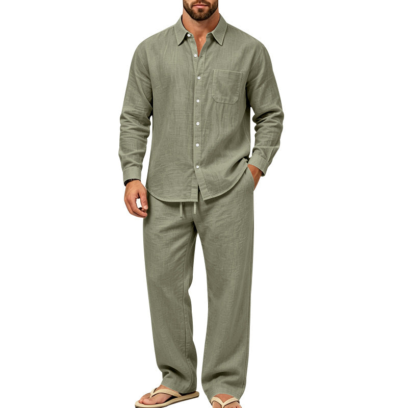 Herren legeres Leinen-Hemd mit weiter Lounge-Hose Drune