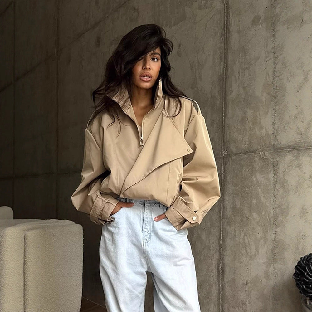 Damen lässige Oversized-Jacke mit stylischem Revers Drune