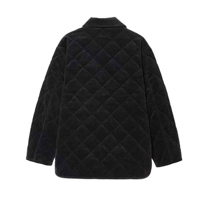 Damen nan gesteppte Cordjacke im Oversize Look mit Hemdkragen und Druckknopfleiste Drune